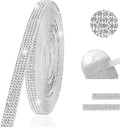 4-Yard Rhinestone Ribbon Self Adhesive Crystal Rhinestones, 4-Rows Bedazzling Strips, 4-Yard Rhinestone Strips for DIY Craft, Rhinestones for Crafting, Home Decor, Transparent Crystal