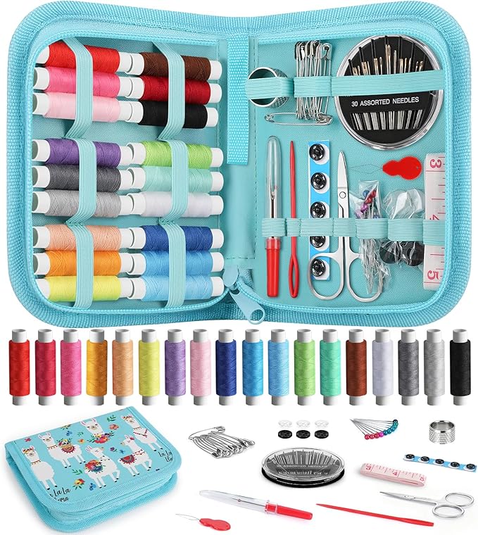 Coquimbo Sewing Kit for Adults, Traveler, Beginner, Emergency, Portable Sewing Supplies Accessories Contains Thread, Needle, Scissors, Measure Tape, Thimble, Christmas Gifts for Mom Grandma Girls Boys