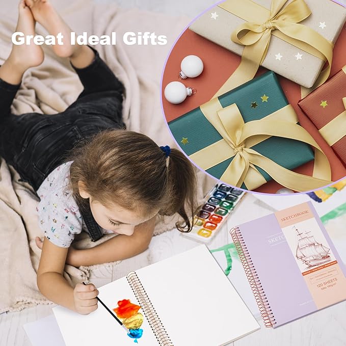 Yoment Sketch Book 9" x 12"： Spiral Bound Sketchbook for Kids Teens Adults Artists Beginners, School Supplies Art Supplies,240 Pages (68lb/100gsm) Premium Drawing Pad for Sketching Writing Painting