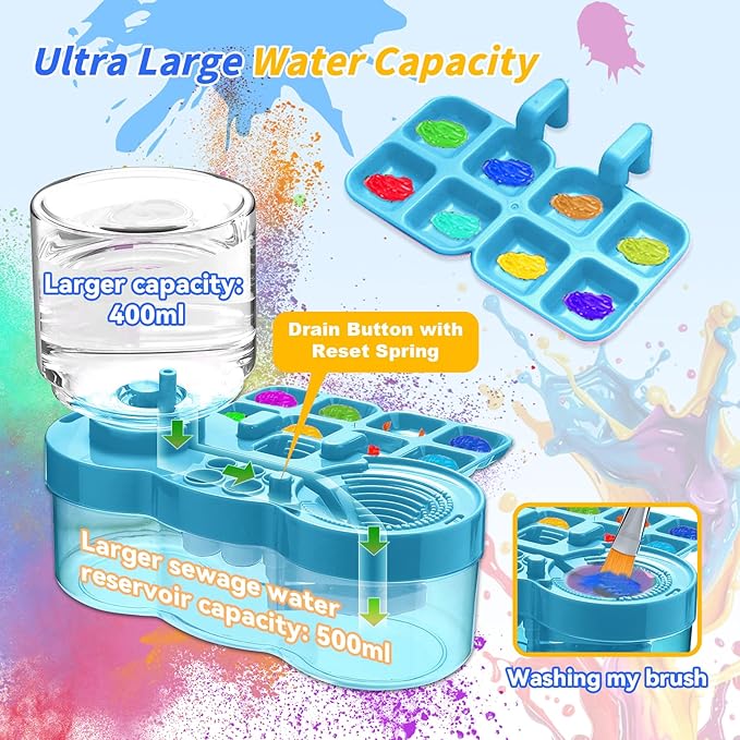 2025 Upgraded Paint Brush Cleaner Tool,Brush Rinser Cup Painting Running Water Circulation Art Supplies for Acrylic,Watercolor and Water Based Creative Gift for Adult Artist Beginners Kids