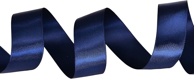 YAMA Navy Blue Double Face Satin Ribbon - 1 Inch 25 Yards for Gift Package Wrapping,Floral Design,Hair Bow Clip Making,Crafting,Sewing,Wedding Decor, Navy