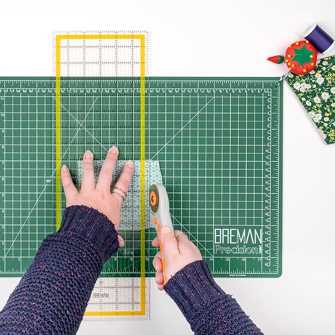 Breman Precision Quilting Rulers – 6x18 Inch Clear Acrylic Rulers for Quilting and Sewing – Laser-Cut Edge, Easy-Read Grid Lines, Angled Markers – Fabric Guide for Left & Right-Handed Users
