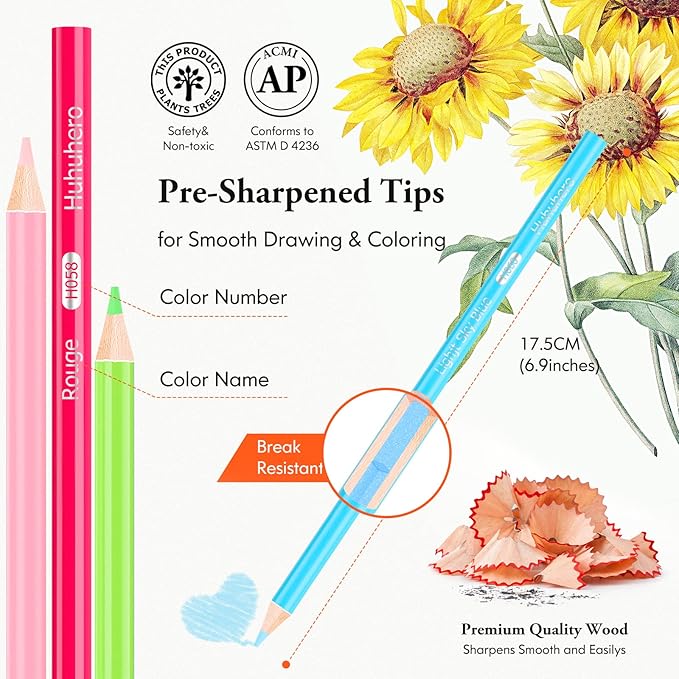Huhuhero 120 Count Colored Pencils Set for Adult Coloring Books, Soft Core Vibrant Blendable Art Drawing Pencils, Premium Art Supplies for Adults Beginners, Back to School Supplies Teacher Gifts