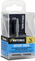 Kutzall Original Taper Rotary Burr, 1⁄8" Shaft, Coarse - Wood Carving Bit for Dremel, Foredom, DeWalt, Milwaukee. Abrasive Tungsten Carbide, 1⁄8" (3.1mm) Head Dia. X 7⁄8" (22.2mm) Length, T-18-E