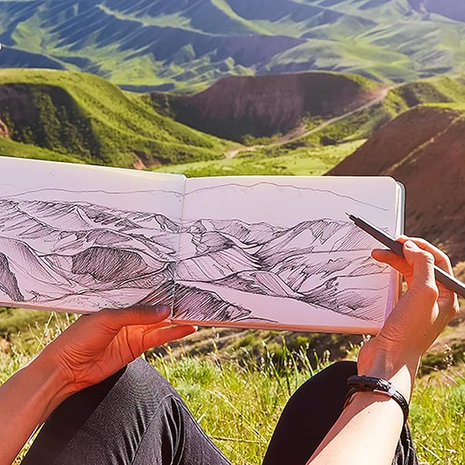 Vienrose Watercolor Sketchbook, 5.5"x8.2" Watercolor Journal with 24 Sheets 140 LB (300 GSM) Cotton Watercolor Paper, Brown Linen Cover Watercolcr Sketch Book As Travel Notebook Mixed Media Pad