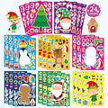 24 Sheets Christmas Stickers for Kids - Xmas Stocking Stuffers, Make-a-face Sticker, Make Your Own Stickers, Christmas Party Games Decorations, Winter Holiday Craft Supplies Xmas Gifts