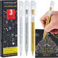 Gold Silver White Gel Pens, 0.5mm Extra Fine Point Opaque Archival Ink Pen for Black Paper Drawing, Art Highlight, Illustration, Bullet Journaling, Card Making & DIY Projects, 3 Pack