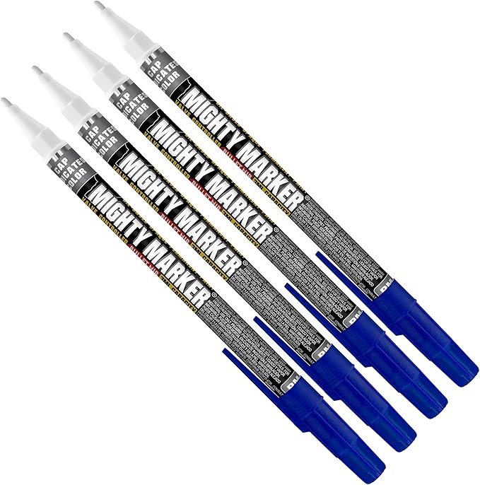 PM-92 Extra Fine Paint Marker, 4 Bonus Tips, 1.0 mm Tip, Xylene Based, Waterproof, Permanent, Valve Action, Manufactured in USA, Blue 4 Pack