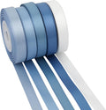 French Blue Ribbon 3/8 Inch Thin Dusty Blue Satin Ribbon 5 Rolls Assortment for Wedding Baby Shower Invitation Card Gift Wrapping Crafts - 50Yards