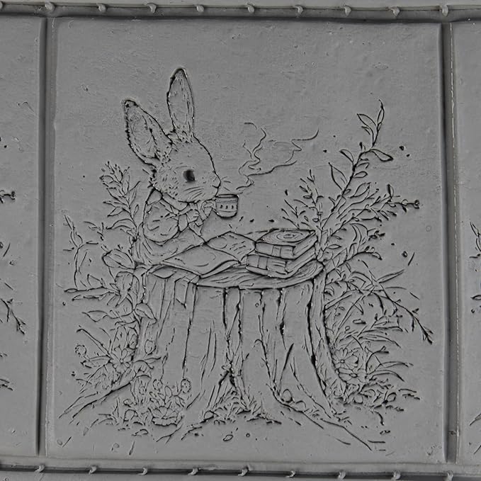 Bunny Clay Texture Roller (4") - Storybook Set #01 - Embossing Pattern Roller for Polymer & Ceramic Clay, Pottery & Crafts