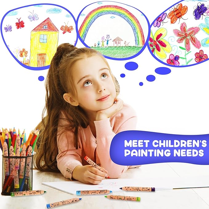 ThEast Toddlers Colored Pencils, 12 Color Pencils for Kids, Cute Animal Toddler Crayons Drawing Pencil with Sharpener, Pre-Sharpened(Pack of 1)