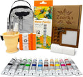 Zoorka Mini Watercolor Paint Set, Pocket Watercolor Set with 15-Well Walnut Wood Palette, Paints, Crossbody Bag, 100% Cotton Sketchbook, Paint Water Cup, Water Brush Ideal for Artists & Beginners