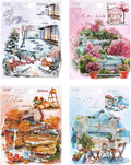80 Pieces Vintage Travel Seasonal Themed Landscape Stickers, Large Size Transperant PET Scrapbook Stickers for Journals, Crafting, Art Projects, Phone Case, Laptop, Journal Album Decoration