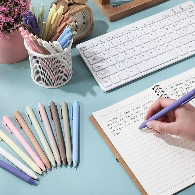 Crtiin 50 Pcs Gel Ink Pens Bulk, Black Ink 0.5mm Fine Point Retractable Pen Smooth Writing Office Supplies for Teacher Server Nurse Christmas Charity Donation Valentine (Pastel Colors)