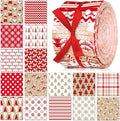 40 Pcs Hot Cocoa Christmas Quilting Fabric Roll 2.56 Inch Precut Fabric Squares Jelly Patchwork Snowflake Red Cardinal Plaid Strips Materials for Winter Xmas Holiday Craft Sewing Panels DIY