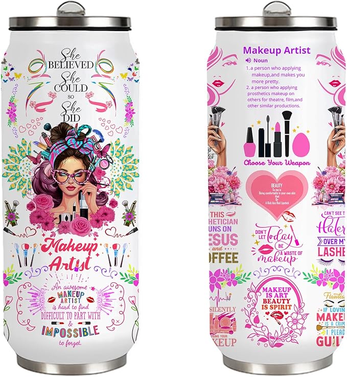 Makeup Artist Gifts For Women Cosmetology Stainless Steel Insulated Tumbler With Straw Lid,Makeup Gift For Esthetician,Cosmetician,Graduation Gifts 17 Oz