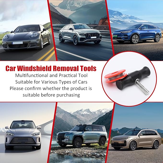 Acouto Windshield Removal Tool - Windshield Wire Cut Out Tool Car Windshield Removal Hand Tool Kit Window Glass Cutting Wire with Handles Professional Repair for Glass Removal