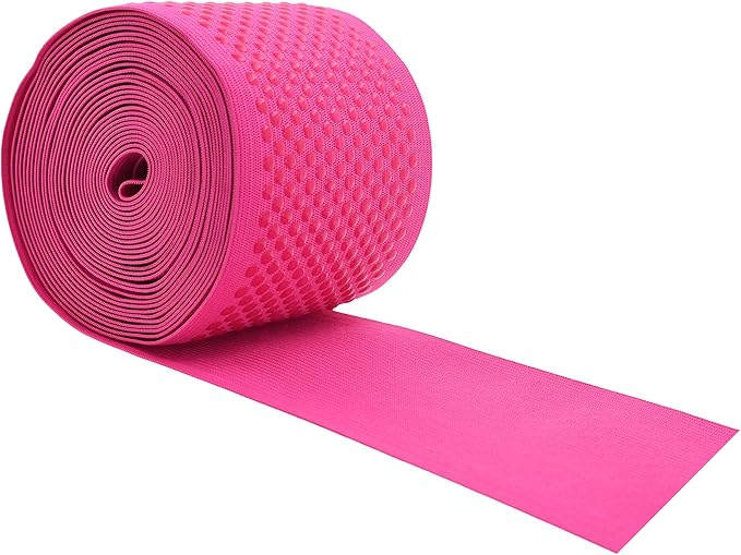 Mandala Crafts 3 Inch Elastic Silicone Gripper Tape for Clothing - 5 Yds Dotted Non Slip Elastic Band for Sewing - Hot Pink Silicone Flat Fabric Stretchy Ribbon Straps