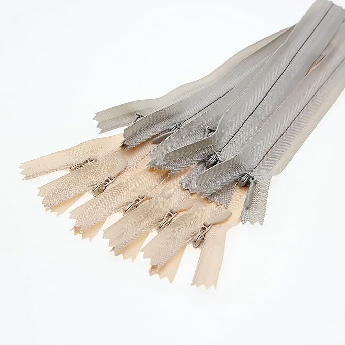 24" Nylon Coil Invisible Zippers for DIY Tailor Sewing Craft Mixed 10 PCS/Pack (Beige&Grey,24 inch) Leekayer