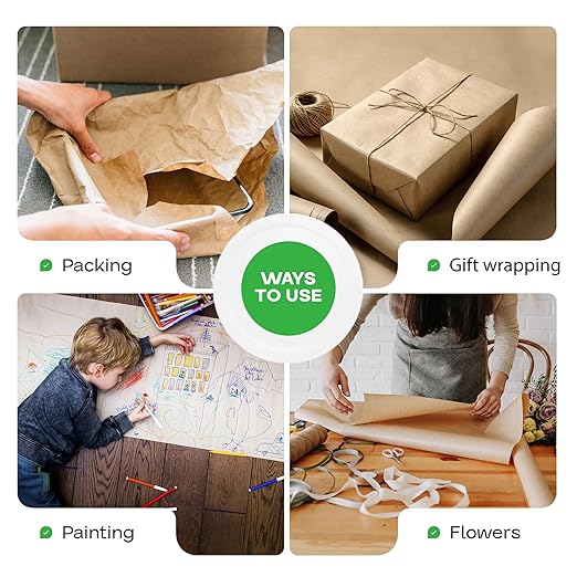 IDL Packaging 18" x 8640" (720 feet) - Brown Kraft Paper Roll for Heavy Duty - 50lb Thickness - USA-Made Paper for Packing, Moving, Shipping, Crafts - 100% Recyclable Natural Kraft Wrapping Paper