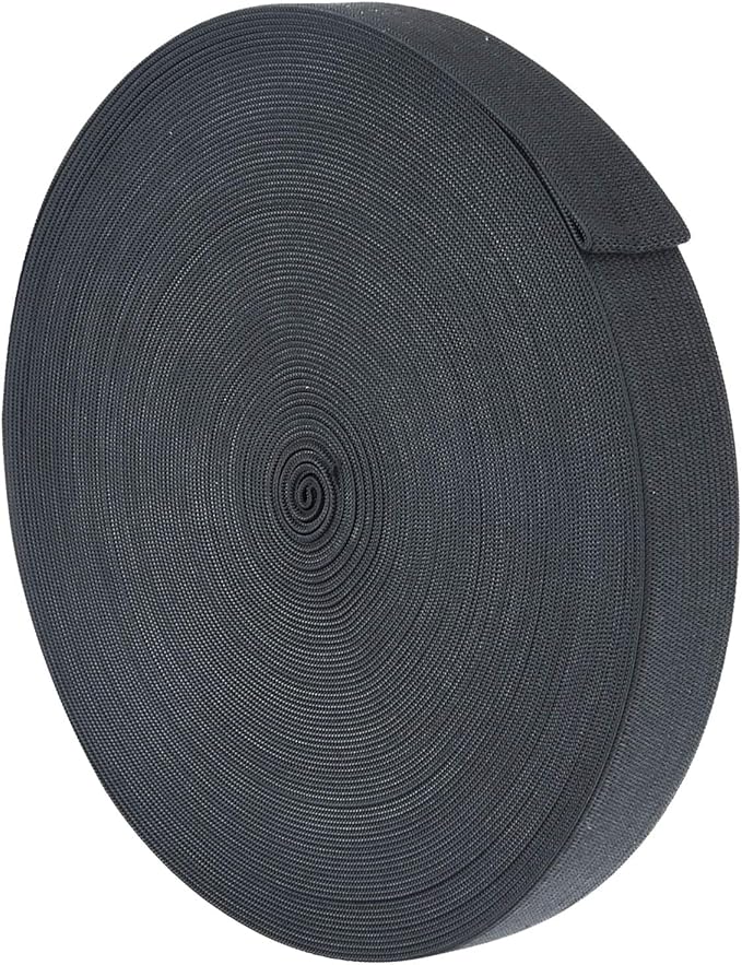 20 Yards Sewing Knit Stretch Elastic Band Spool, 1 inch Width (Black)