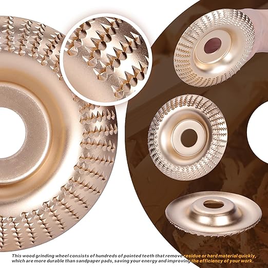 5PC Angle Grinder Wood Carving Disc Set, 4" & 4 1/2" Compatible, 5/8" Arbor, Wood Shaper & Stump Grinder Teeth