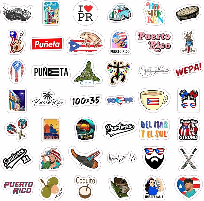 BulbaCraft Puerto Rico Stickers, Puerto Rican Stickers for Water Bottles and Laptop, Gifts for Women & Men