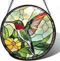Stained Glass Window Hanging, Green Hummingbird Sun Catcher for Door Home Decor, Birds Suncatcher Christmas Mother's Day Birthday Gifts for Bird Lovers Women Men Mom and Nana 7.8 in