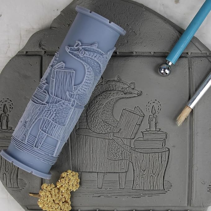 Badger Clay Texture Roller (4") - Storybook Set #01 - Embossing Pattern Roller for Polymer & Ceramic Clay, Pottery & Crafts