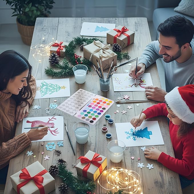 Nuanchu Christmas Gifts Bulk Watercolor Paint Washable Watercolor Paint Kits Palette and Brushes Portable Water Color Supplies for Adults, Beginners Artists Valentine Gift(1 Pack,36 Colors)