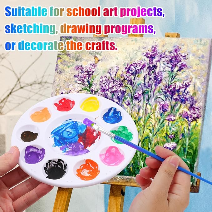 80 PCS Paint Tray Palettes,Plastic Paint Pallets with 10 Wells,Round Paint Pallet for Kids and Students,White Paint Palette for Art Classes,Acrylic Painting,Watercolor Painting,DIY Crafting