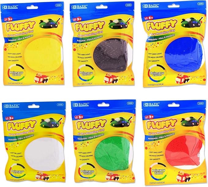 BAZIC Products Air Dry Clay 6 Color 12 oz, Light Modeling Dough Art Craft Slime, Non Toxic Gift for Artist Kids Toddler Boys Girls, 48-Pack