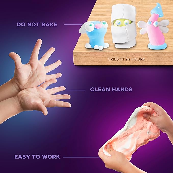 Okto 24 White & Pastel Colour Set - Arts and Crafts for Kids, Modelling Clay, Air Dry Clay for Kids, Non-Sticky, Dries in 24 Hours, No Baking Required
