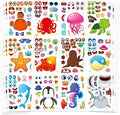 48 Sheets Ocean Stickers for Kids, Make Your Own Sea Animal Mix and Match Sticker Sheets, Make a Face Sticker, Summer Stickers for Kids 3-5 Birthday Party Favor, Teacher Reward