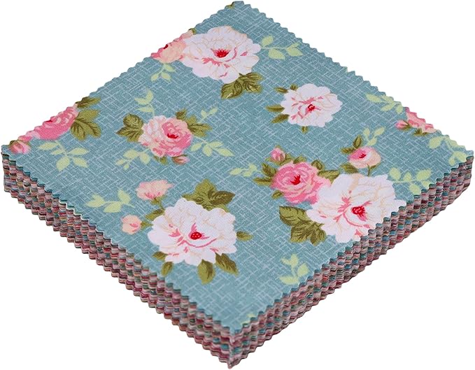 Vintage Floral Charm Packs for Quilting 5 inch - 5x5 Charm Squares Precut Quilting Fabric - 100% Cotton Fabric Squares for Sewing DIY Patchwork (42Pcs) ﻿