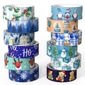 12 Rolls Winter Washi Tape Set, Blue Decorative Tape Snowflake ICY Christmas Themed Masking Tape for Journaling Supplies, Junk Journal, Scrapbooking, DIY Arts & Crafts, Gift Wrapping