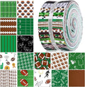 Ganeen 100 Pcs Football Quilting Fabric Roll 2.56 Inch Fabric Squares Jelly Patchwork Precut Strips Bundles for Holiday Materials Craft DIY Sewing Cloths