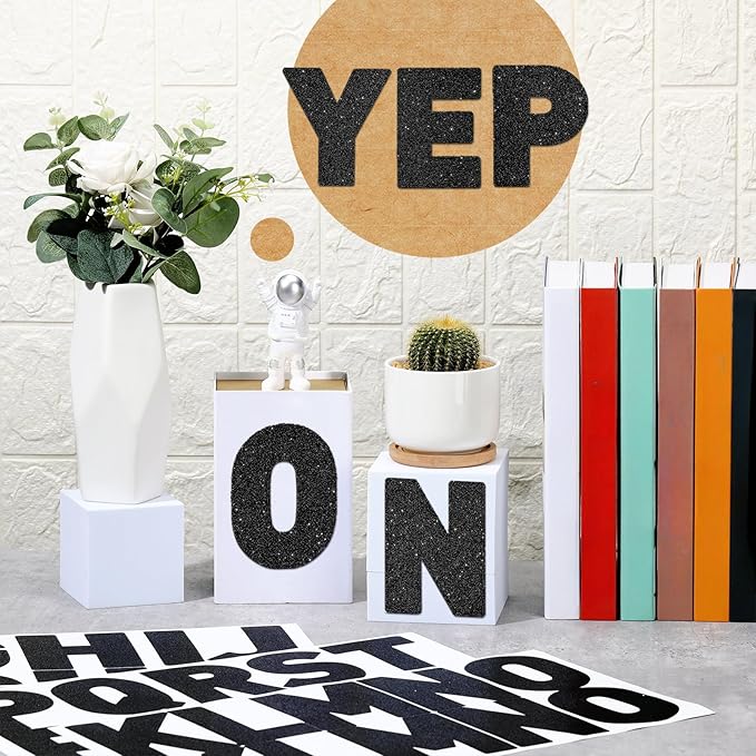 Harloon 232 Pcs 24 Sheets Large Glitter Letter Stickers Big Font Alphabet Letter Self Adhesive Letters Kit Mailbox Stickers for Mailbox Bulletin Boards Classroom Home(Black,4 Inch)