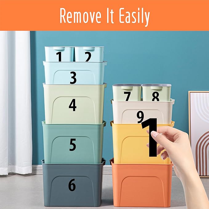 300 PCS Number Stickers, 3" Waterproof Vinyl Number Stickers Self-Adhesive Consecutive Number 0-9 Labels Without Residue Left for Office, Classroom, Indoor, Boxes, Storage (15 Sheets, Black)