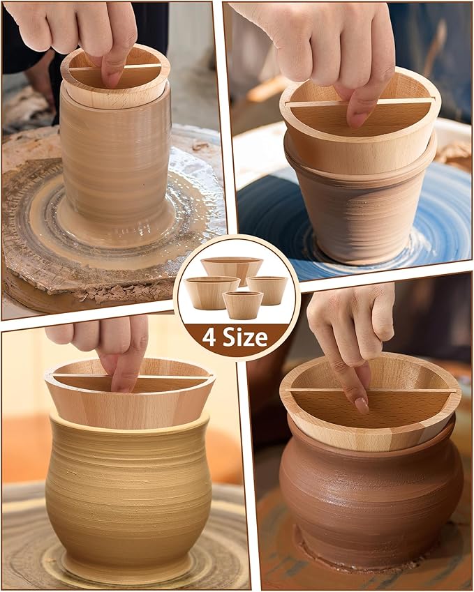 Colingmill 4 Pcs Rim Cone Shaper for Pottery and Ceramic Wooden Tools 4 Size Shaping Cone Trimming Tools for Sculpting Fixing Smoother Rounded Rim Pottery Artists and Hobbyists Supplies(S, M, L, XL)