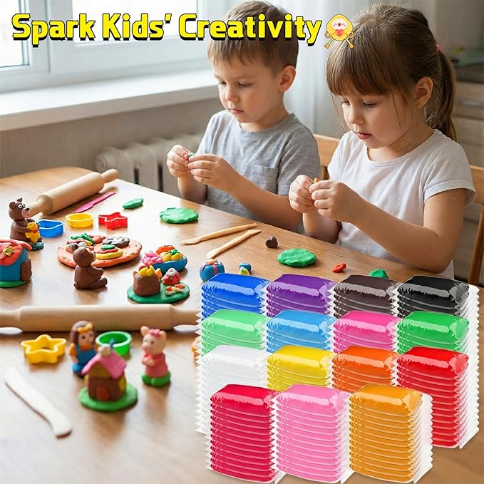72 Pcs 38oz Air Dry Clay Bulk Modeling Ultra Lightweight Foam Modeling Clay for Kids Adults DIY Gifts Party Arts Crafts and School Project Supplies (16 Colors)