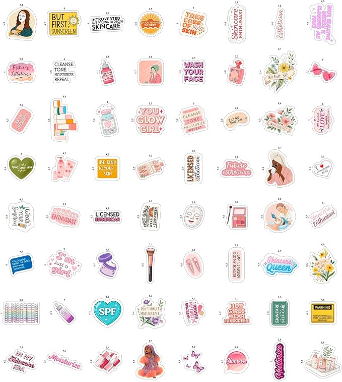 100Pcs Esthetician Stickers for Laptop, Skincare Stickers - Esthetician Party Supplies, Gifts - Gift for Women & Men