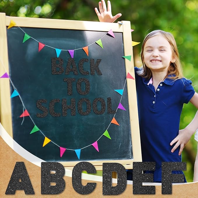 Harloon 232 Pcs 24 Sheets Large Glitter Letter Stickers Big Font Alphabet Letter Self Adhesive Letters Kit Mailbox Stickers for Mailbox Bulletin Boards Classroom Home(Black,4 Inch)