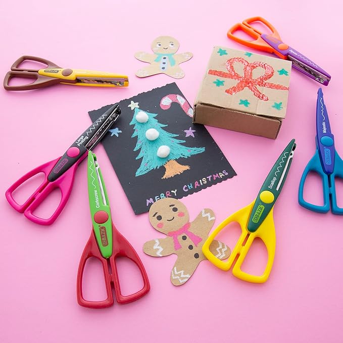 BAZIC Products 6.5" Decorative Paper Edge Scissor Set, Assorted Color Craft Scissors for Scrapbooking DIY Crafts Photo, Gift for Teacher Kids, 24-Pack