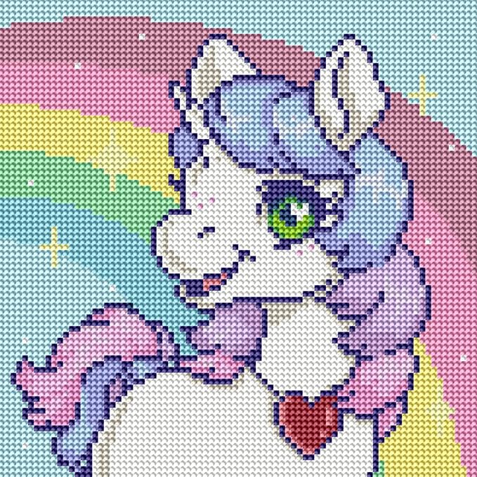 DIAMOND ART CLUB Unicorn Rainbow Diamond Painting Kit, Fun DIY Crafts for Adults, Round Diamond Art Canvas, 9" x 9"