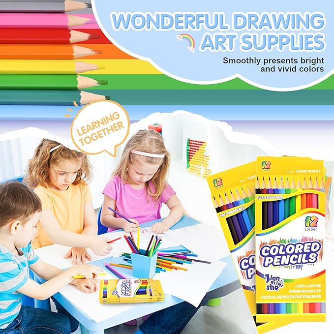 288 Colored Pencils Bulk, 24 Packs 12 Pre-sharpened Colored Pencils for Kids, Back to School Supplies,Teachers Essential Classroom Art Prizes