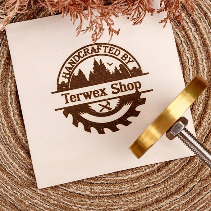 Terwex Custom Electric Branding Iron for Wood, Personalized Branding Irons Tip, Wood Burning Tool Leather Branding Iron, Woodworking Tools for DIY Crafts Handmade Lovers Gifts(Brass Stamp Head)