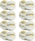HOMBYS 8 Pack Giant Chunky Yarn for Crocheting,Super Bulky Large Soft Fluffy Yarn,Tie Dye Plush Fuzzy Yarn,Mixed Color Thick Chenille Yarn for Hand Knitting/Arm Knitting (White,Yellow,Brown)