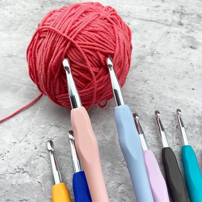Mdoker Size 7(4.5mm) Crochet Hook,Extra Long Crochet Hooks for Arthritic Hands,Ergonomic Grip Soft Handles for Beginners and Experiecced Crochet Lover,Comfortable/Easy to Use