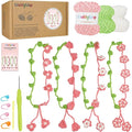 WaldyWop Crochet Kit for Beginners: 4 Flower Bracelets Knitting Kits for Adults Women w/Easy Yarn & Step-by-Step Video Tutorials - Wobbles Crochet Starter Kit for Teens, Birthday Gift for Mom